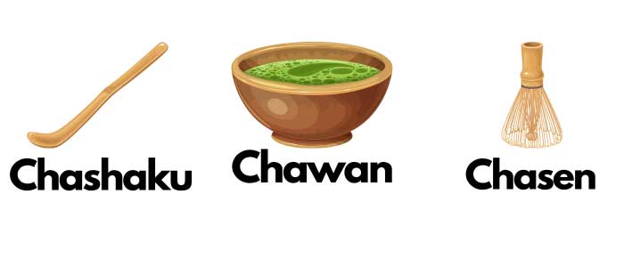 chashaku, chawan, and chasen