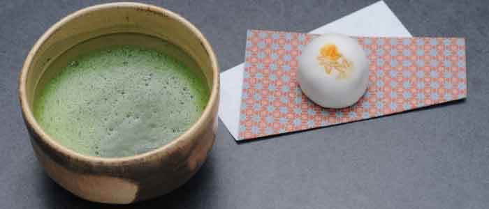 ceremonial grade matcha with wagashi sweets