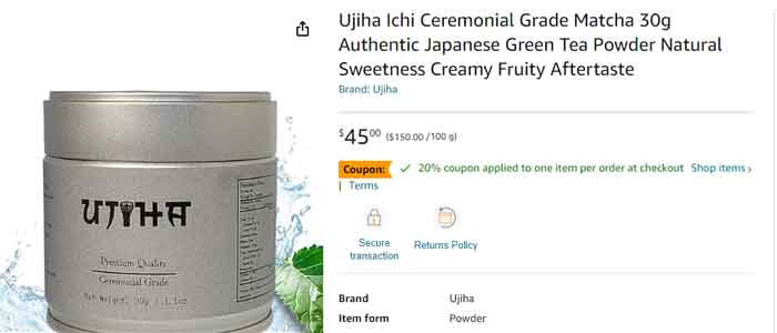 ujiha ichi ceremonial grade matcha price on amazon