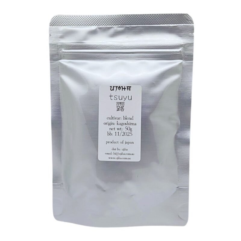 ujiha tsuyu organic ceremonial grade matcha in a 50g bag